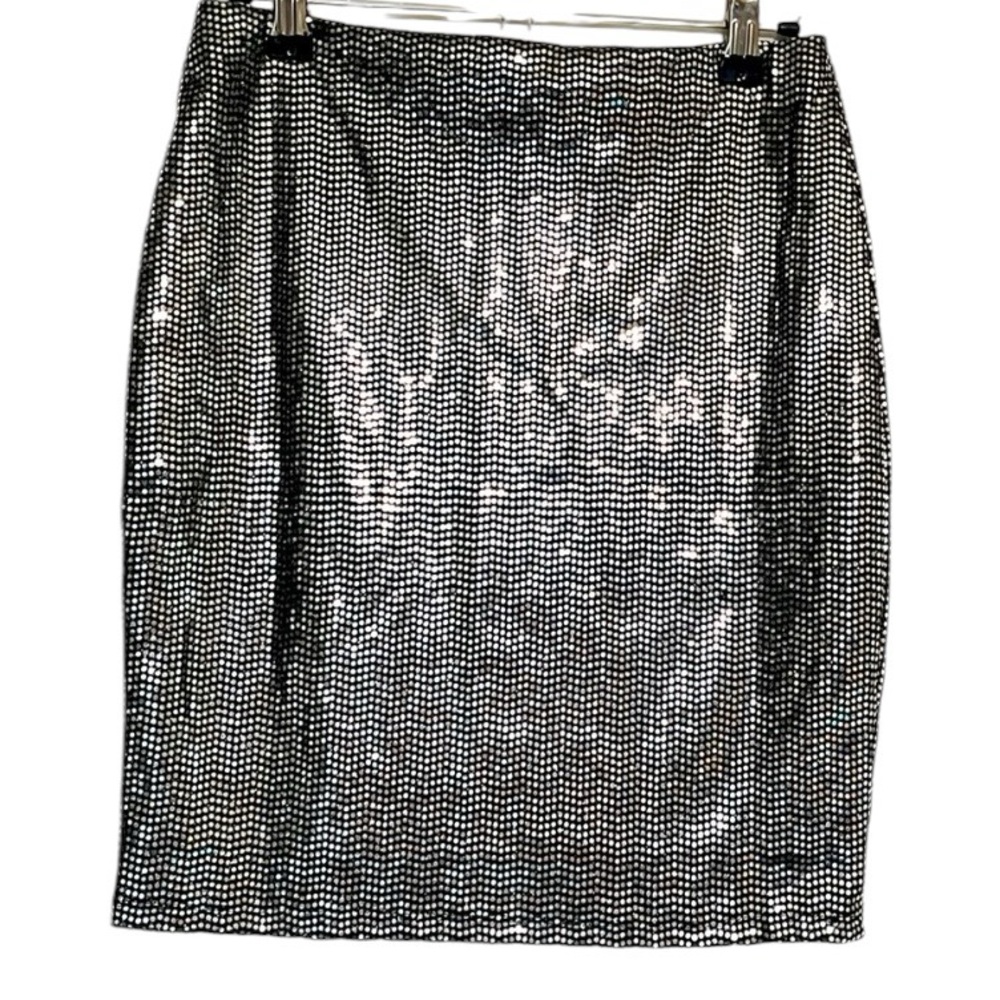 Iris Skirt Silver Black Shiny Sparkle Sequins Size Small NEW